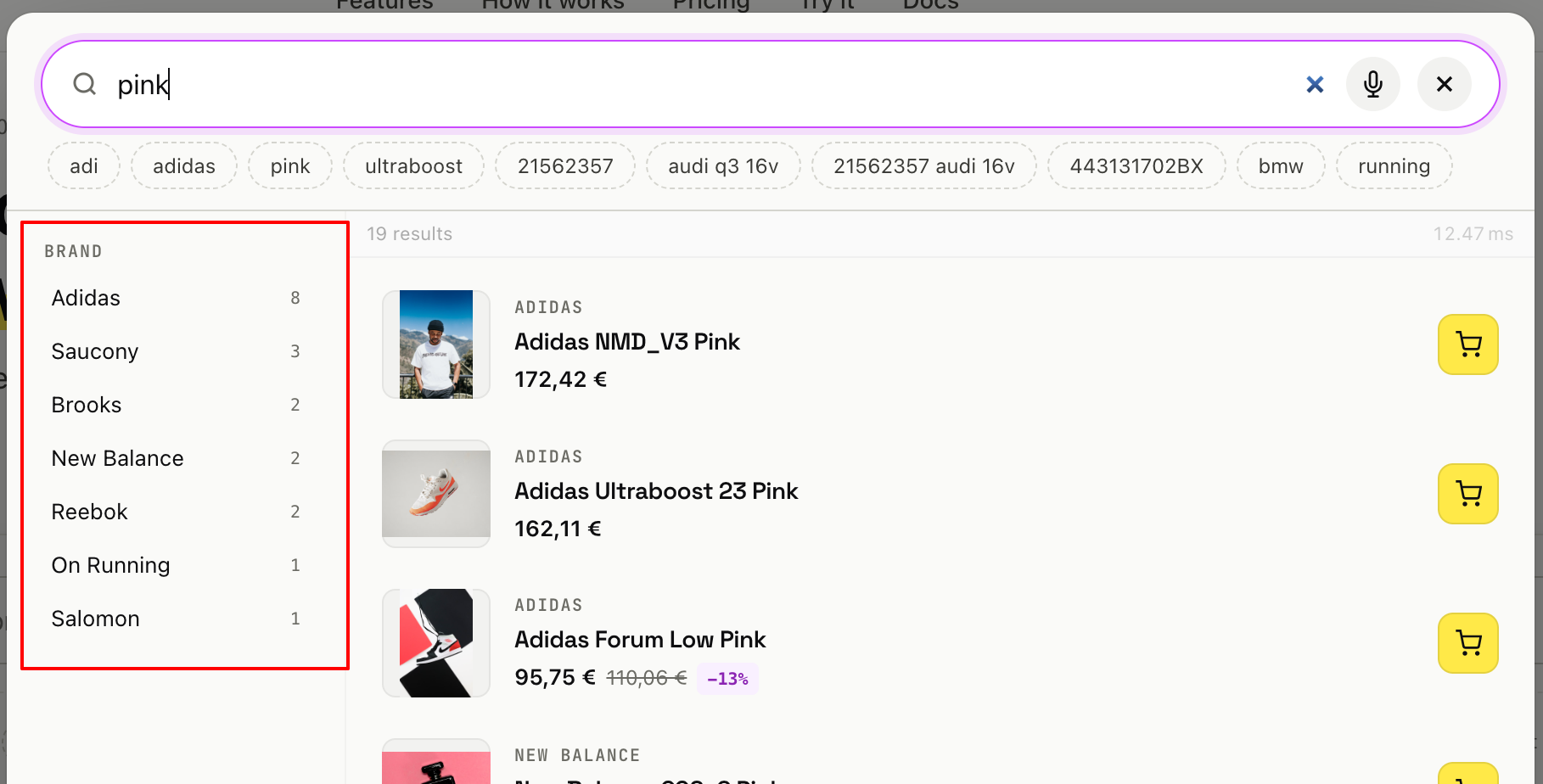 Filters in the widget