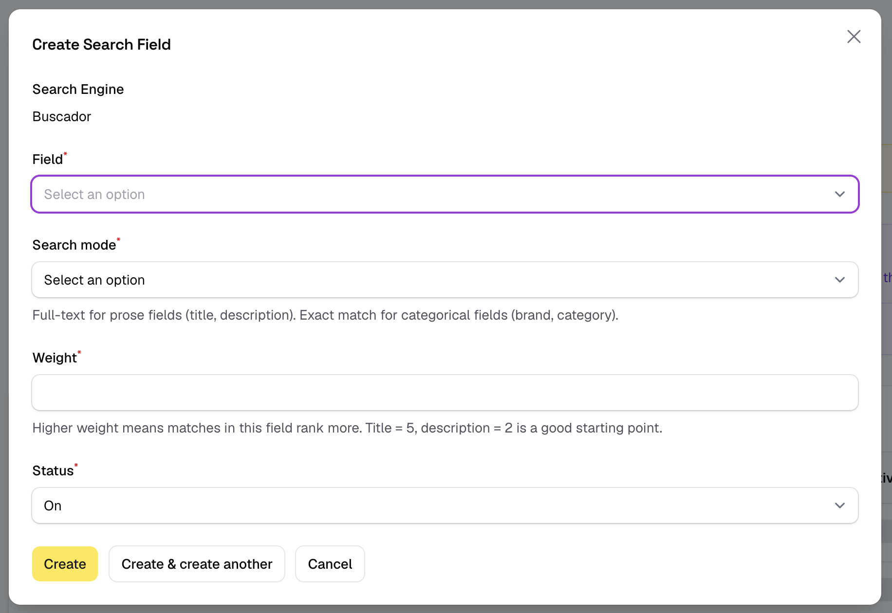 Add a new search field
