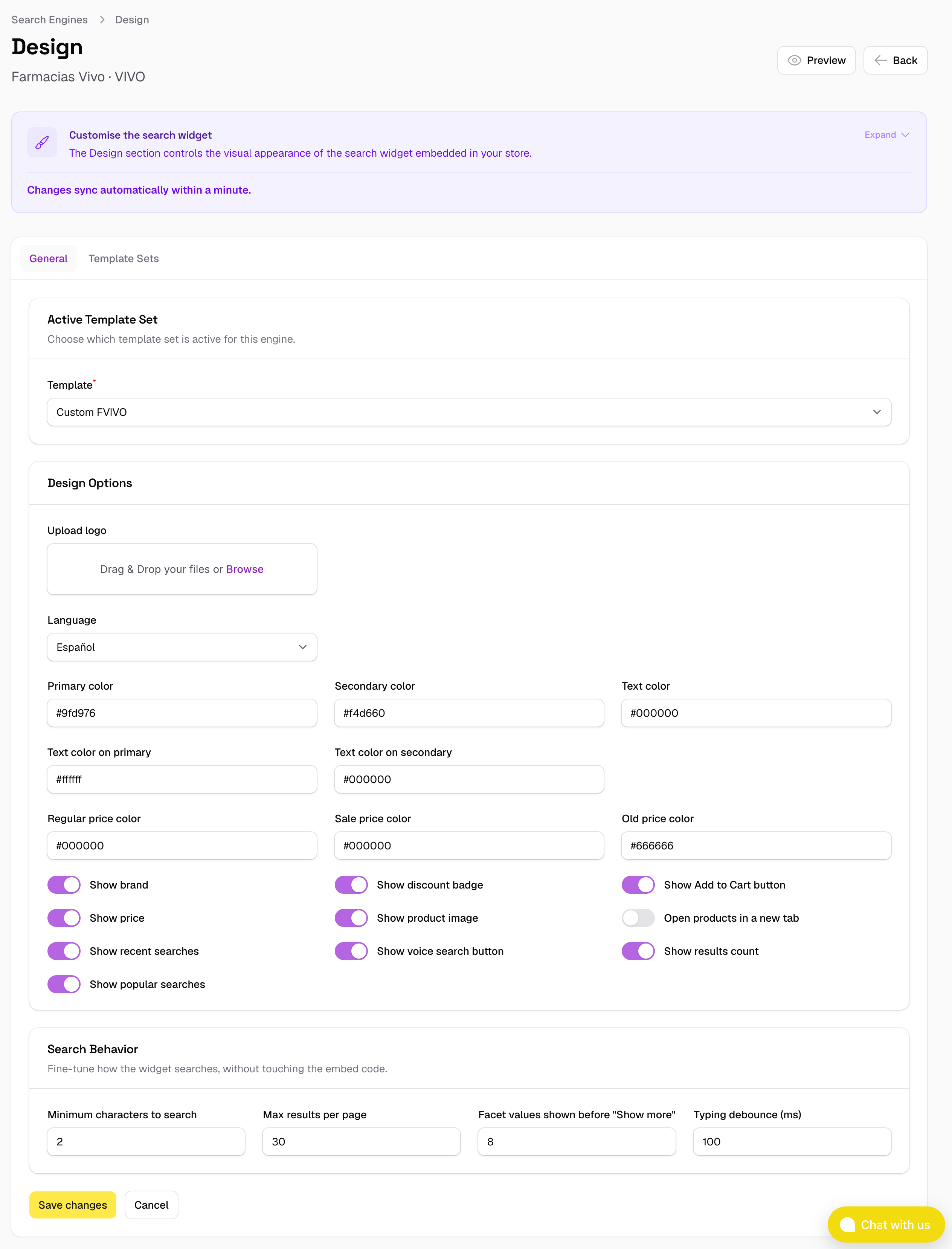 Templates and design options